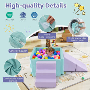 3-in-1 Suede Fabric Soft Play Set Foam Climbing Blocks for Toddlers-Purple view 7