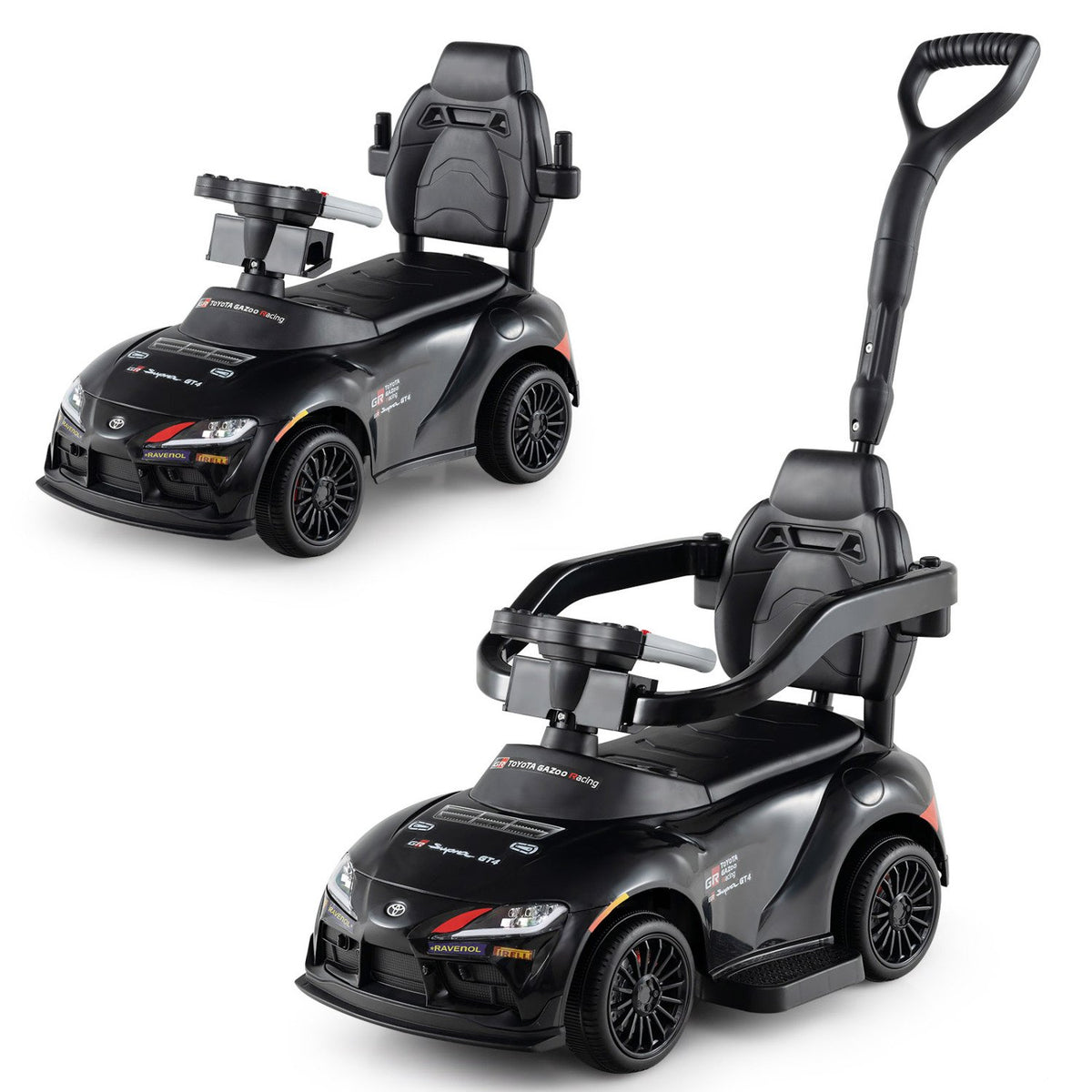 3-in-1 Toyota Licensed Foot-to-Floor Stroller Sliding Walking Toy-Black