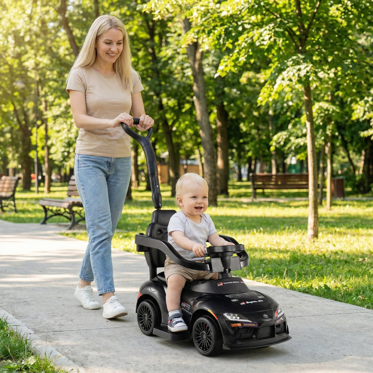 3-in-1 Toyota Licensed Foot-to-Floor Stroller Sliding Walking Toy-Black view 2