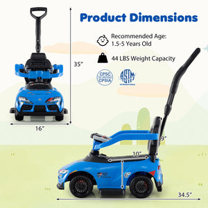 3-in-1 Toyota Licensed Foot-to-Floor Stroller Sliding Walking Toy-Blue view 3