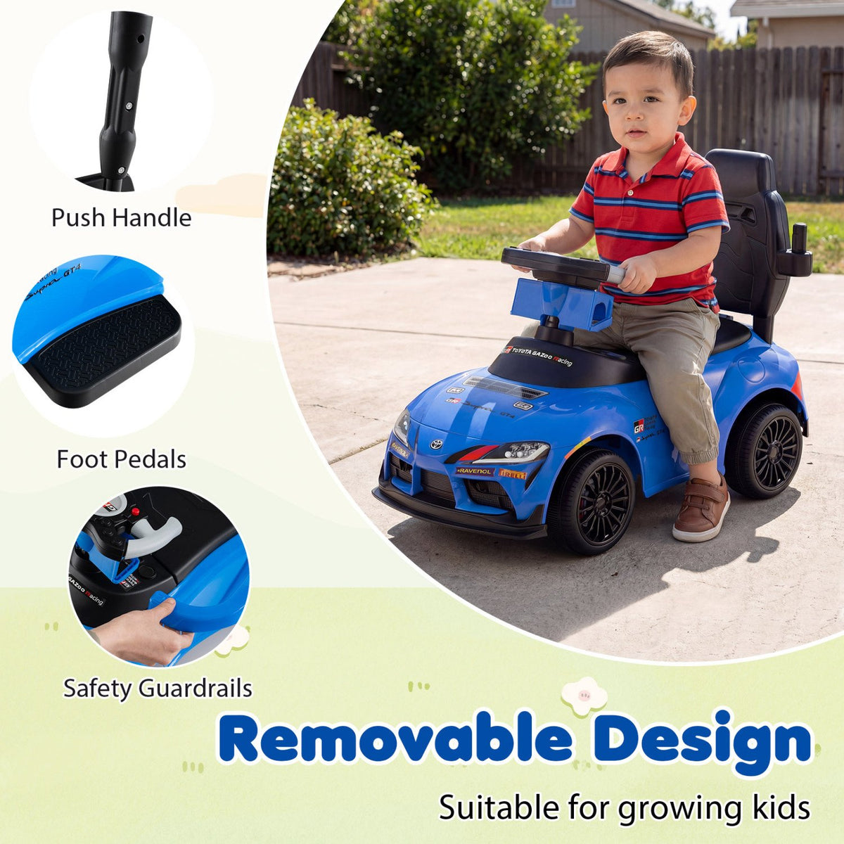 3-in-1 Toyota Licensed Foot-to-Floor Stroller Sliding Walking Toy-Blue view 9