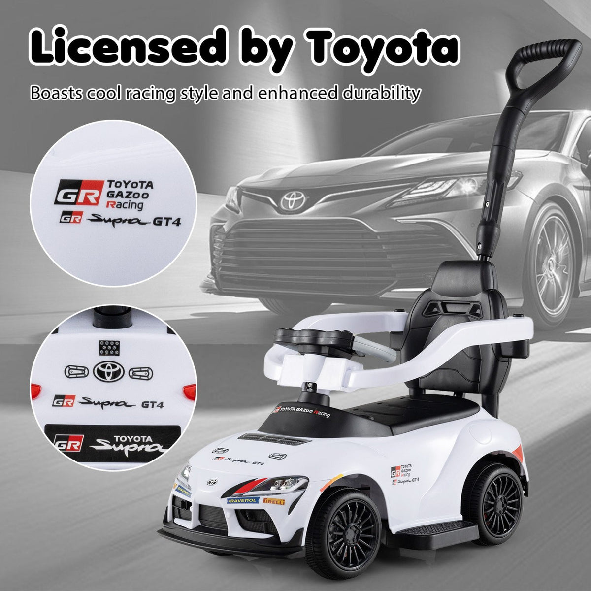 3-in-1 Toyota Licensed Foot-to-Floor Stroller Sliding Walking Toy-White view 8