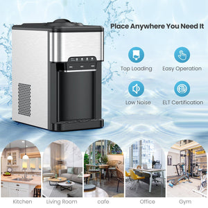 3-in-1 Water Cooler Dispenser with Built-in Ice Maker and 3 Temperature Settings-Silver view 6