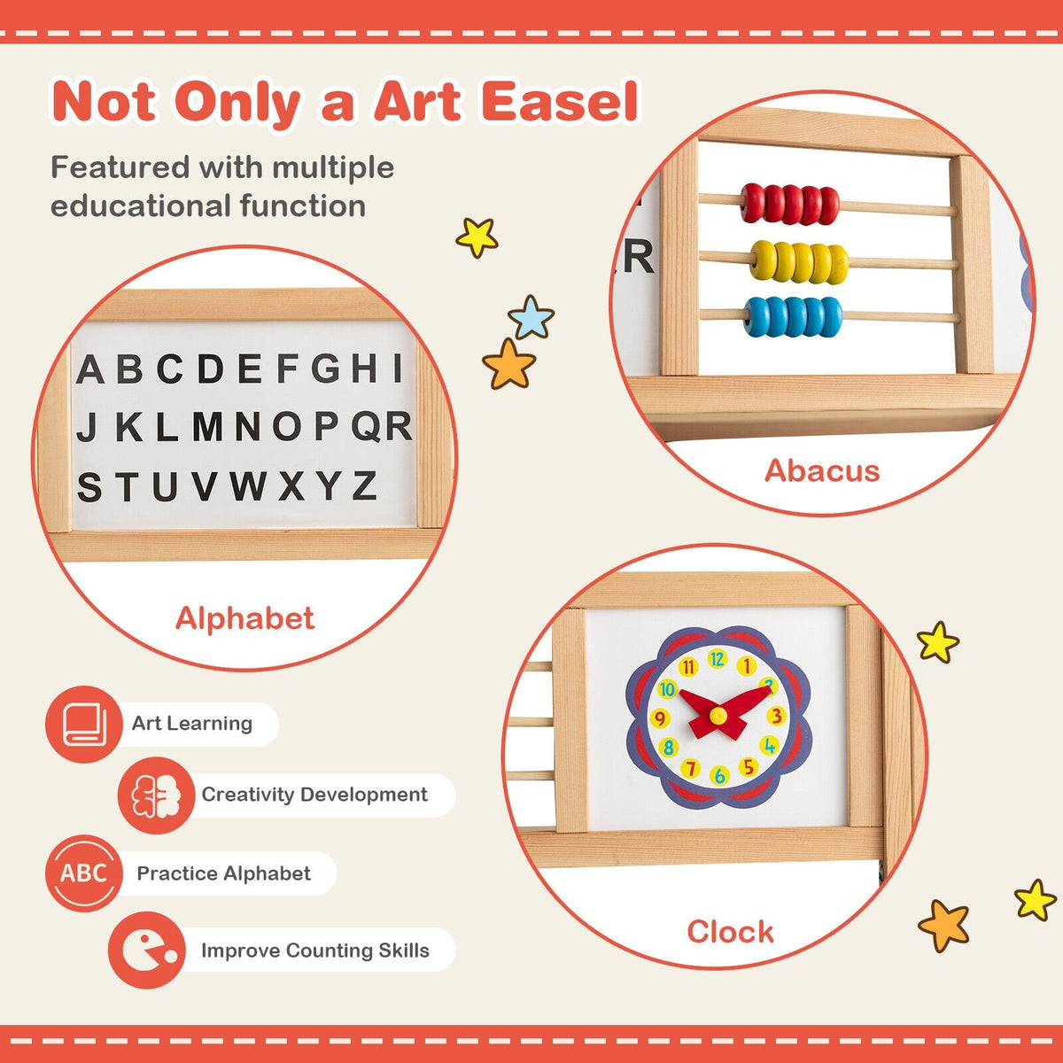 3-in-1 Wooden Art Easel for Kids with Drawing Paper Roll view 8