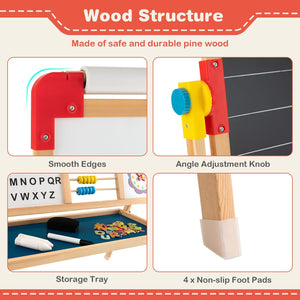 3-in-1 Wooden Art Easel for Kids with Drawing Paper Roll view 9
