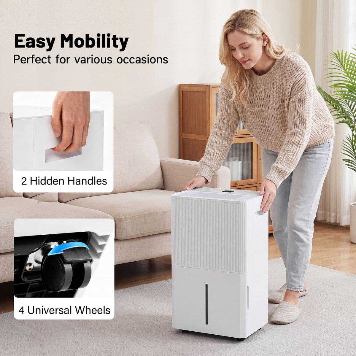 3 Modes Dehumidifier with Drain Hose and LED Display for 6500 Sq.Ft Home-White view 9