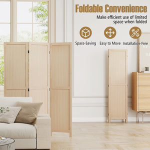 3 Panel Folding Room Divider for Home Office Bedroom Restaurant-Beige view 5