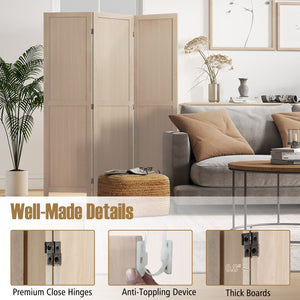 3 Panel Folding Room Divider for Home Office Bedroom Restaurant-Beige view 8