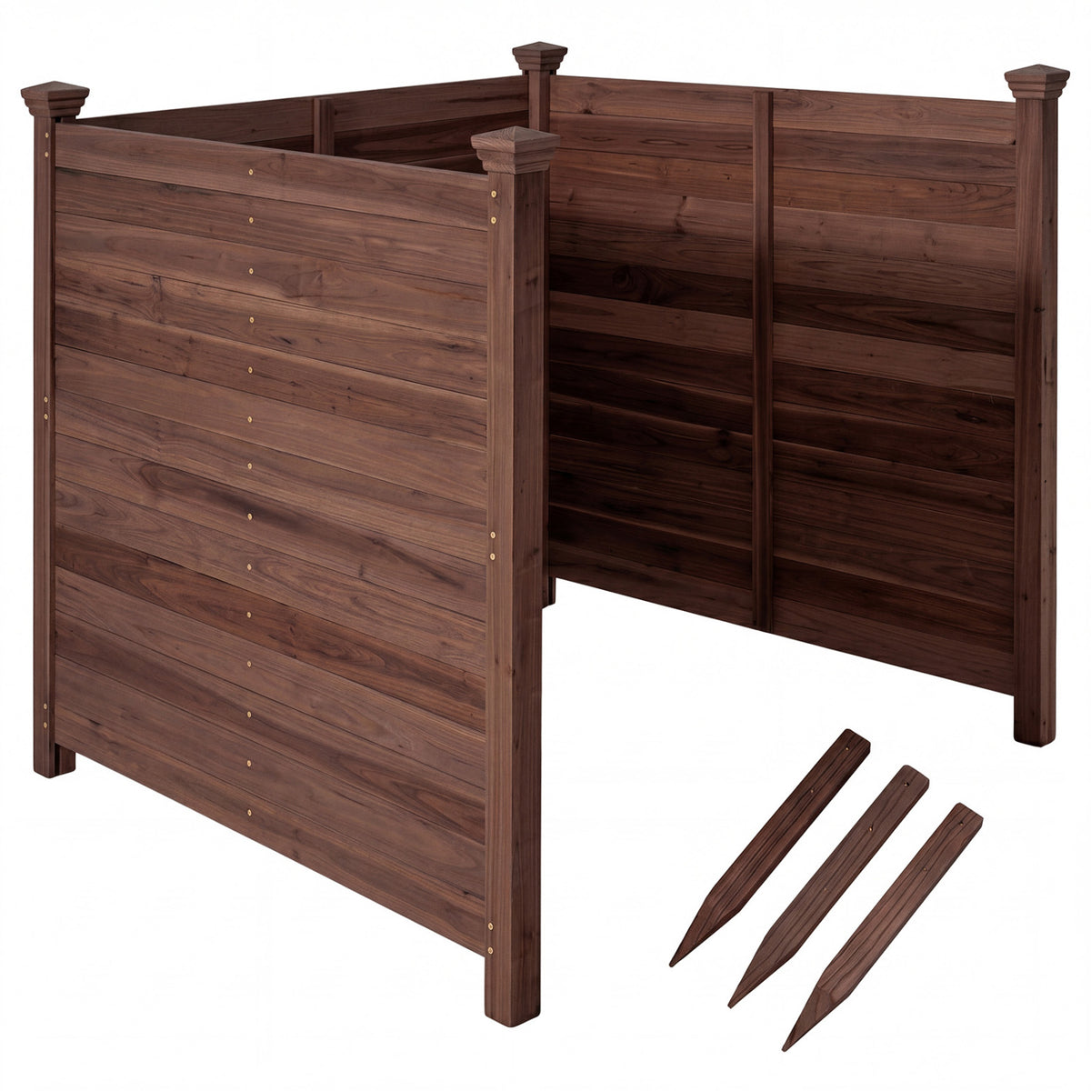 3-Panel Outdoor Privacy Air Conditioner Fence for Outside-Brown
