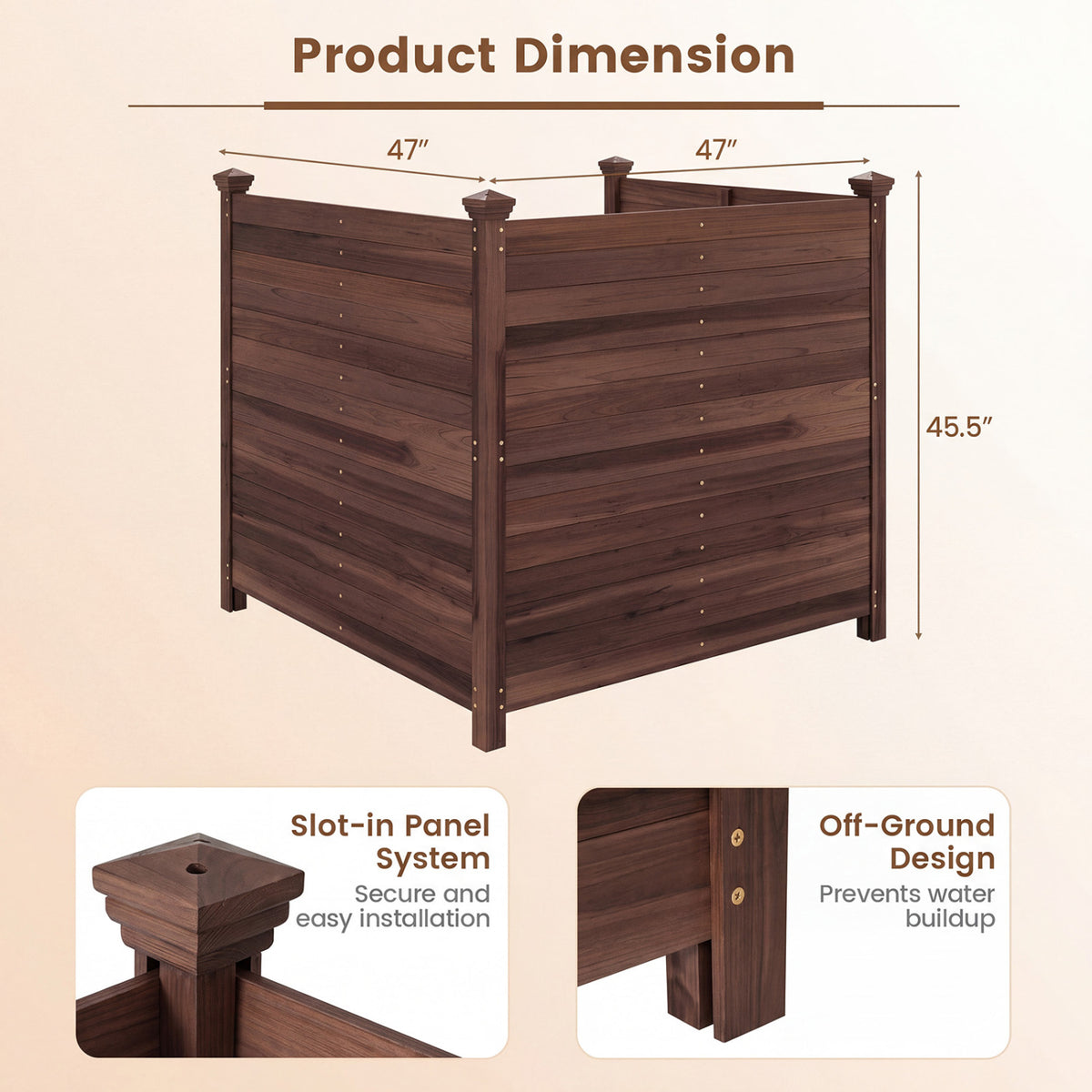 3-Panel Outdoor Privacy Air Conditioner Fence for Outside-Brown view 5