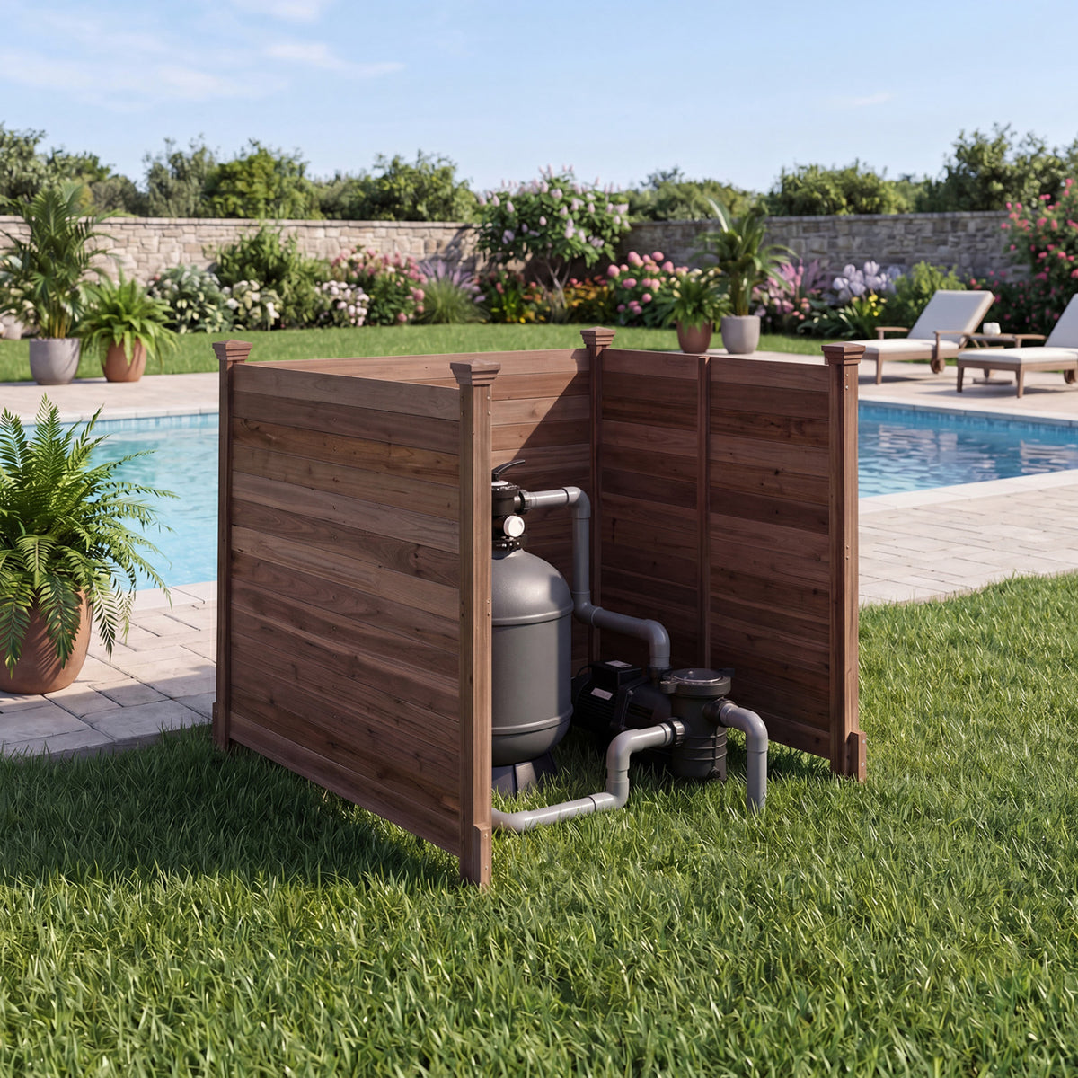 3-Panel Outdoor Privacy Air Conditioner Fence for Outside-Brown view 6
