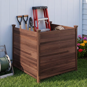 3-Panel Outdoor Privacy Air Conditioner Fence for Outside-Brown view 9