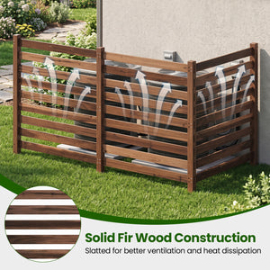 3-Panel Wooden Outdoor Privacy Fence with Ground Stakes-Brown view 7