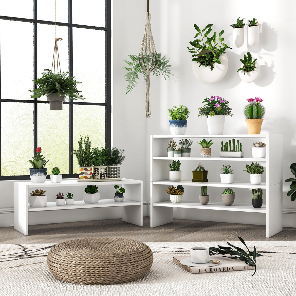 3 Pieces 31-Inch Stackable Multi-Shape Shoe Rack-White view 2
