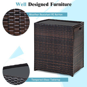 3 Pieces Cushioned Wicker Patio Bistro Set with No Assembly Needed view 8