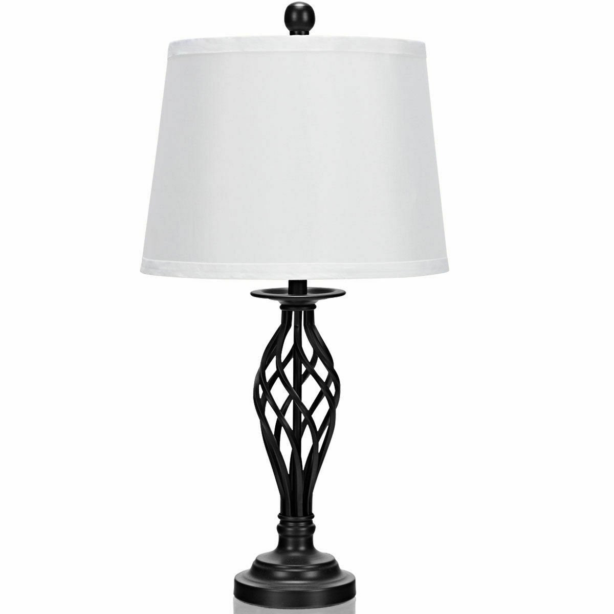 3 Pieces Lamp Set 2 Table Lamps 1 Floor Lamp with Fabric Shades view 9