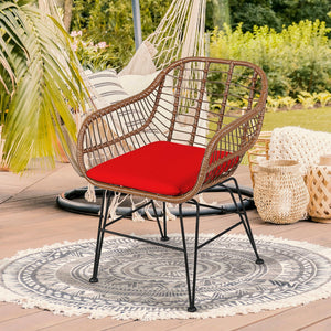 3 Pieces Patio Rattan Bistro Set with Cushion-Red view 6