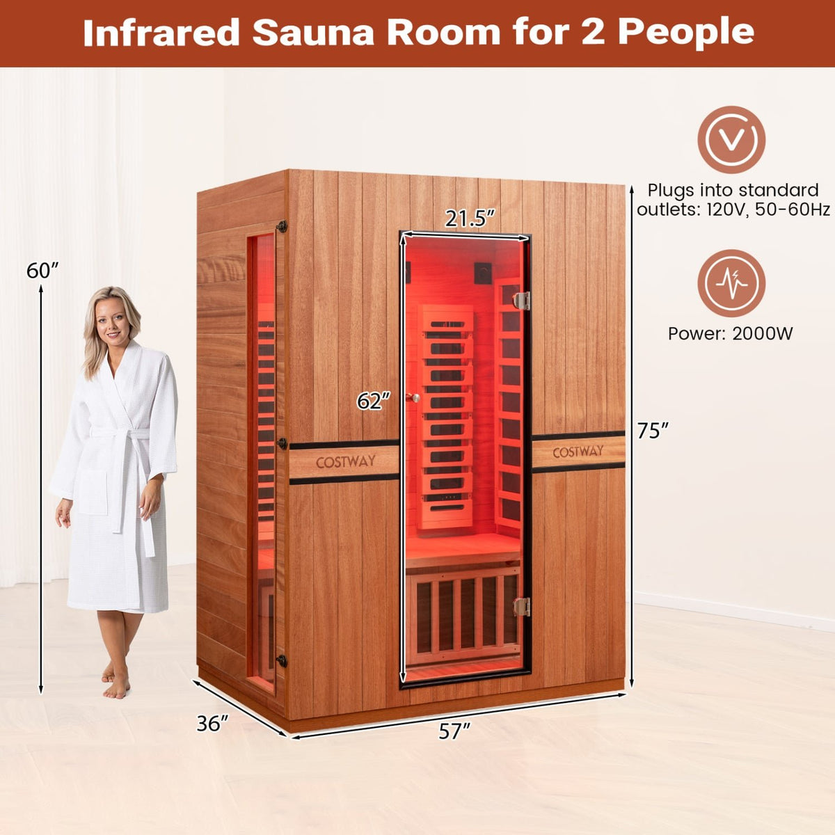 2026 New 3-Person Full Spectrum Infrared Sauna with APP Control for Home view 3