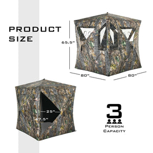 3 Person Portable Pop-Up Ground Tent with Gun Ports and Carrying Bag view 5