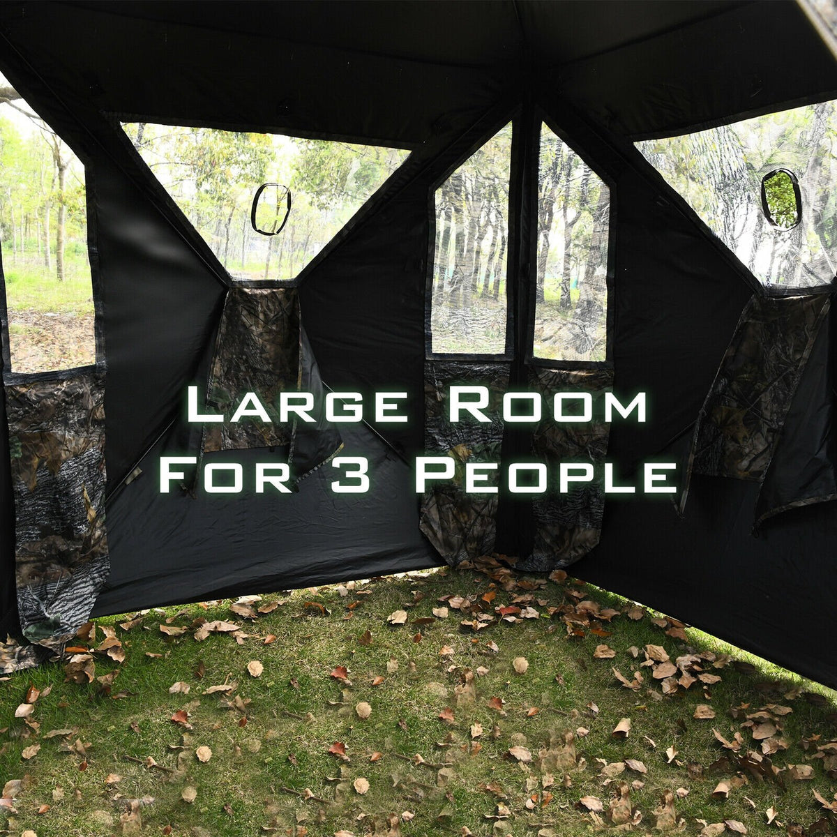 3 Person Portable Pop-Up Ground Tent with Gun Ports and Carrying Bag view 9