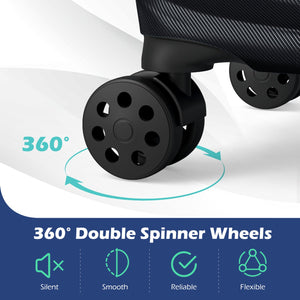 3-Piece 20/24/28 Inch Lightweight Hardside Luggage Set with 8-Spinner Wheels-Black view 6