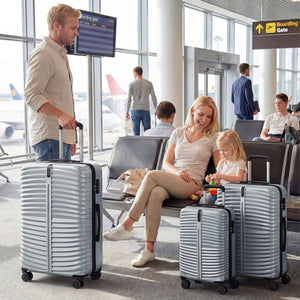 3-Piece 20/24/28 Inch Lightweight Hardside Luggage Set with 8-Spinner Wheels-Gray view 2