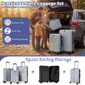 3-Piece 20/24/28 Inch Lightweight Hardside Luggage Set with 8-Spinner Wheels-Gray view 5