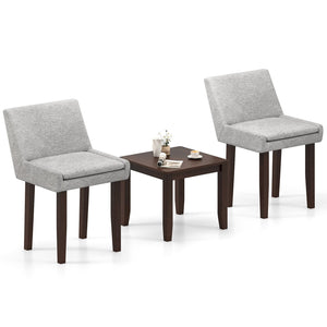 3-Piece Accent Table and Chair Set for Kitchen and Living Room-Brown & Gray view 4
