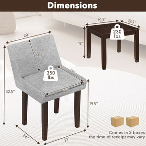 3-Piece Accent Table and Chair Set for Kitchen and Living Room-Brown & Gray view 5