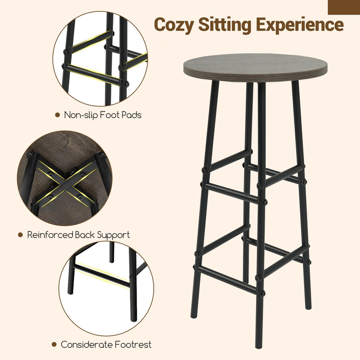 3 Piece Bar Table and Chairs Set with 6-Bottle Wine Rack-Oak view 7