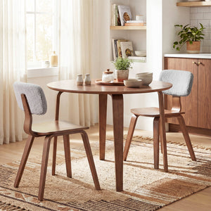 3 Piece Dining Table Set with 2 Padded Dining Chairs and Rubber Wood Table-Walnut & Gray view 2