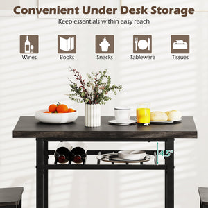 3-Piece Dining Table Set with Rectangular Kitchen Table and 2 Chairs-Gray view 7