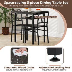 3-Piece Dining Table Set with Rectangular Kitchen Table and 2 Chairs-Gray view 8