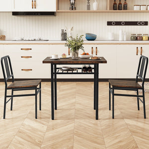 3-Piece Dining Table Set with Rectangular Kitchen Table and 2 Chairs-Rustic Brown view 3