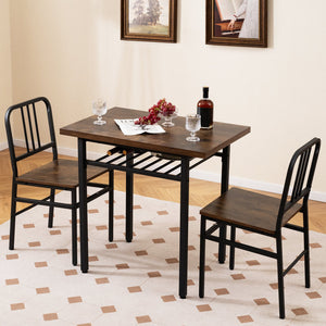 3-Piece Dining Table Set with Rectangular Kitchen Table and 2 Chairs-Rustic Brown view 6