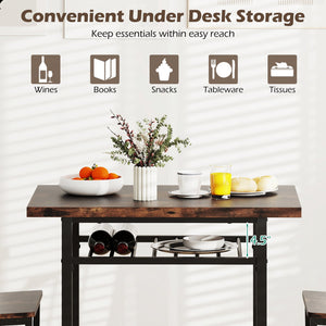 3-Piece Dining Table Set with Rectangular Kitchen Table and 2 Chairs-Rustic Brown view 7