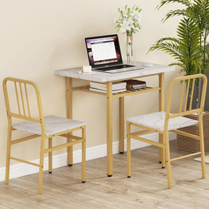 3-Piece Dining Table Set with Rectangular Kitchen Table and 2 Chairs-White view 2