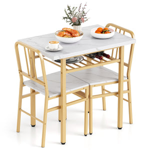 3-Piece Dining Table Set with Rectangular Kitchen Table and 2 Chairs-White view 4