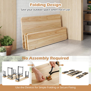 3-Piece Folding Picnic Table with Benches Fir Wood Portable Bear Camping SET-Natural view 7