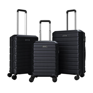 3-Piece Hardside Luggage Set Lightweight Hardside Suitcases with 8-Spinner Wheels-Black