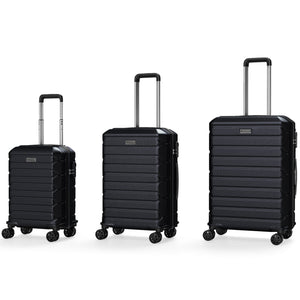 3-Piece Hardside Luggage Set Lightweight Hardside Suitcases with 8-Spinner Wheels-Black view 4