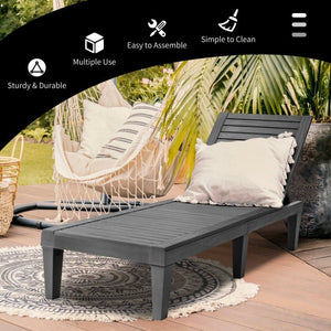 3-Piece Outdoor Adjustable Chaise Lounge Set with 2 Recliners and 1 Side Table for Garden Backyard view 5