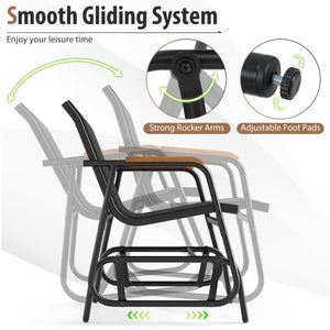 3-Piece Outdoor Glider Bistro Set with Tempered Glass Top and Metal Frame-Black view 7