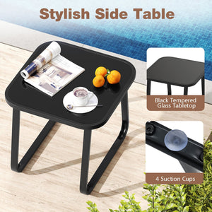 3-Piece Outdoor Glider Bistro Set with Tempered Glass Top and Metal Frame-Coffee view 8