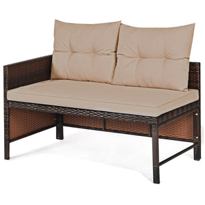 3 Pieces Patio Wicker Rattan Sofa Set-Beige view 8