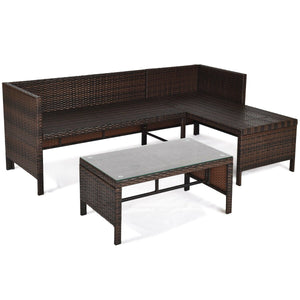 3 Pieces Patio Wicker Rattan Sofa Set-Beige view 9