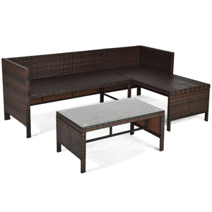 3 Pieces Patio Wicker Rattan Sofa Set-Gray view 8