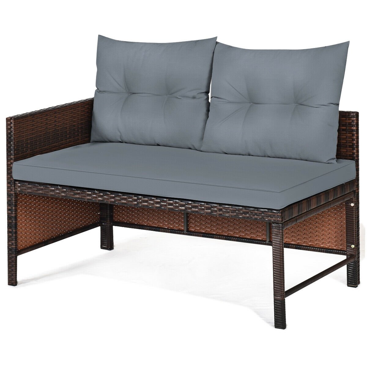 3 Pieces Patio Wicker Rattan Sofa Set-Gray view 9