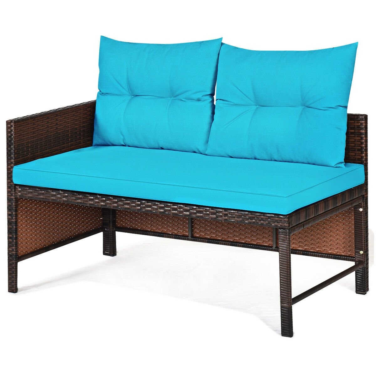 3 Pieces Patio Wicker Rattan Sofa Set-Turquoise view 9