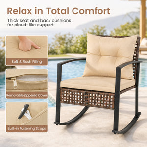 3-Piece Outdoor Rocking Chair Set-Brown view 8